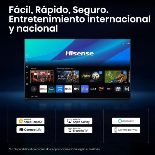 TV Hisense QLED 50E8S 50" 4K UltraHD 144Hz Smart TV HomeOS HDR10+ Dolby Vision Subwoofer