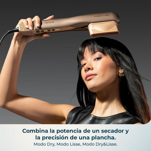 Plancha de Pelo Profesional Cecotec AirLisse 6in1 iTwerk 230ºC 4 Ajustes Iónica Infrarrojos Champagne