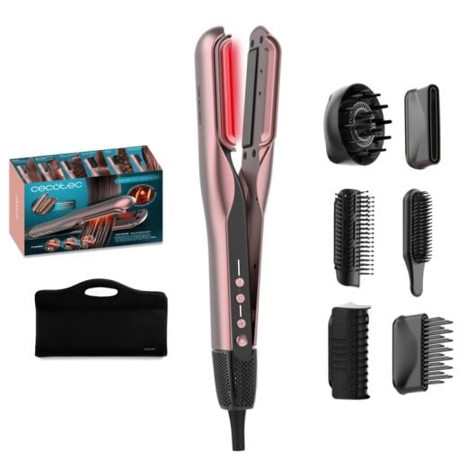 Plancha de Pelo Profesional Cecotec AirLisse 6in1 iTwerk Black 4 Ajustes Tecnología Infrarrojos Iónica Negro