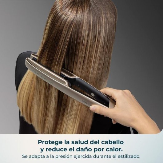 Plancha de Pelo Seda Cecotec Lisse Plasma Sensor 220ºC Autoapagado Placas Flotantes Champagne