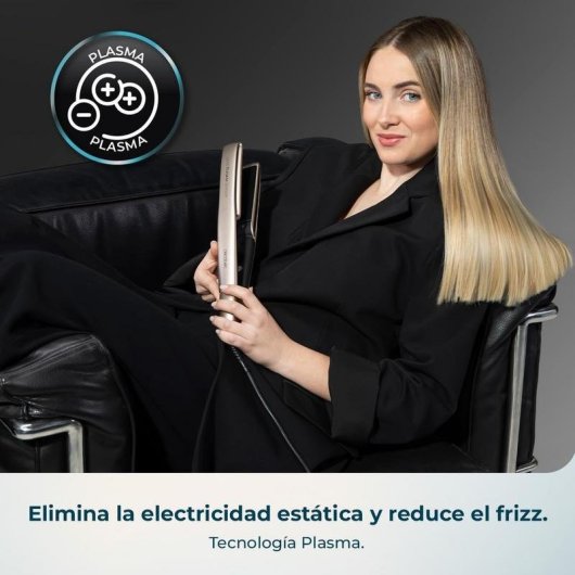 Plancha de Pelo Seda Cecotec Lisse Plasma Sensor 220ºC Autoapagado Placas Flotantes Champagne