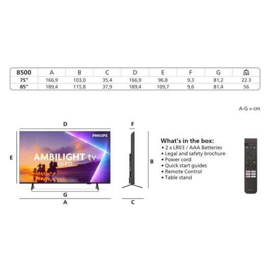 TV Philips QLED 75PUS8500 75" 4K UltraHD 60Hz Smart TV Titan OS HDR10+ Ambilight