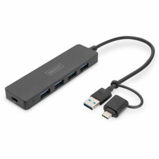 Hub Digitus 4 Ports 12 Gbps USB 3.2 Gen 1 Slim Line Schwarz