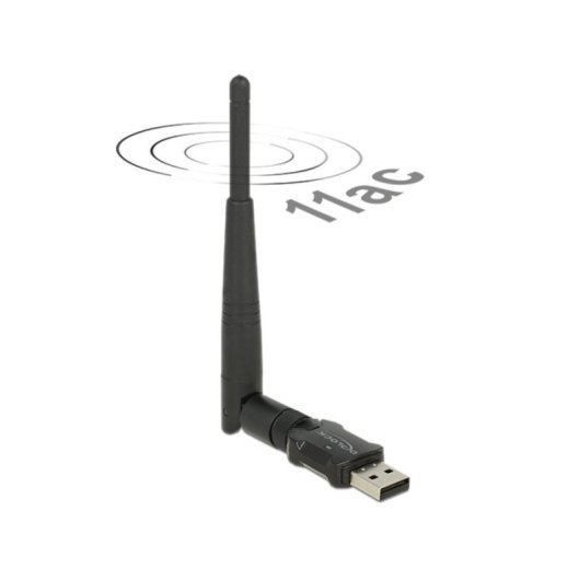Tarjeta de Red Delock 12462 USB 2.0 Wi-Fi 5 433 Mbit/s Banda Dual Negra