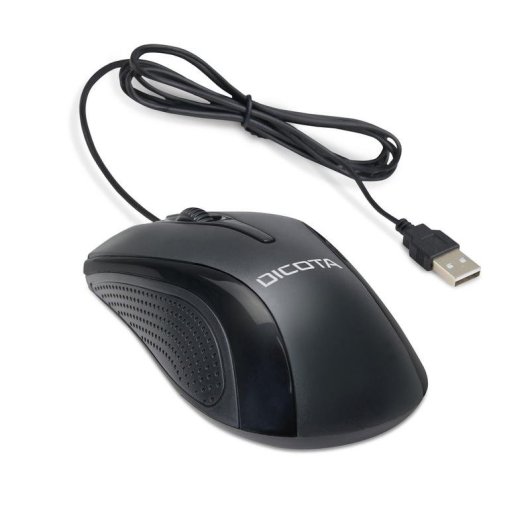 Ratón Dicota D32011 USB tipo A 1200 DPI Ambidiestro Negro con Cable