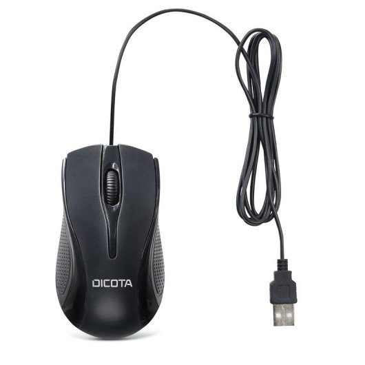 Ratón Dicota D32011 USB tipo A 1200 DPI Ambidiestro Negro con Cable