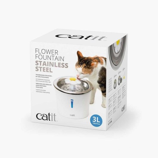 Bebedero automático Catit 43725 para gatos 3 L plástico acero inoxidable blanco