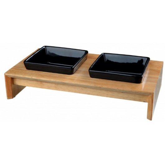 Cuenco Comedero Trixie 24821 Madera Cerámico Negro 0.4 L