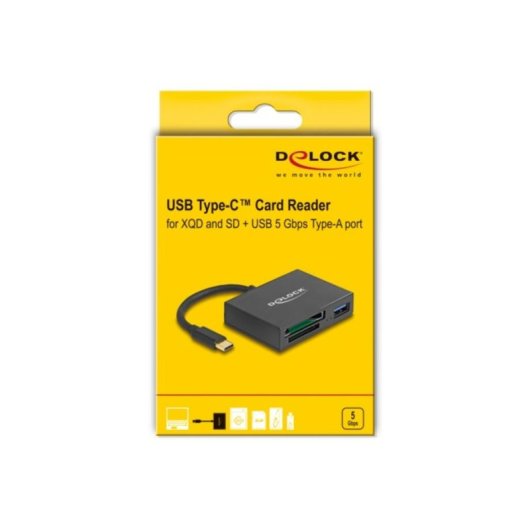 Lector de tarjetas DeLOCK 91711 SD XQD USB 5000 Mbit/s