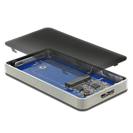 Caja PC Delock 42594 M.2 Aluminium Noir Argent avec Chiffrement AES 256-bit