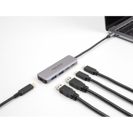 Hub Delock 5 puertos 5 Gbps USB Type-C y Tipo-A carcasa metálica