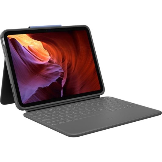 Teclado Apple Logitech Rugged Folio magnético QWERTZ Alemán para iPad con Smart Connector