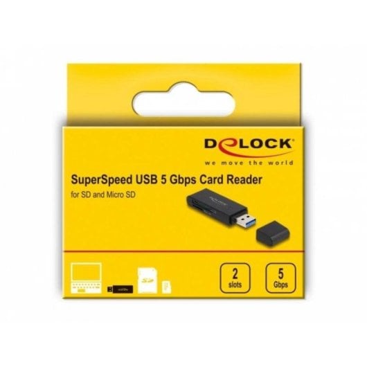 Leitor de cartões Delock SuperSpeed USB 5 Gbps para SD e Micro SD