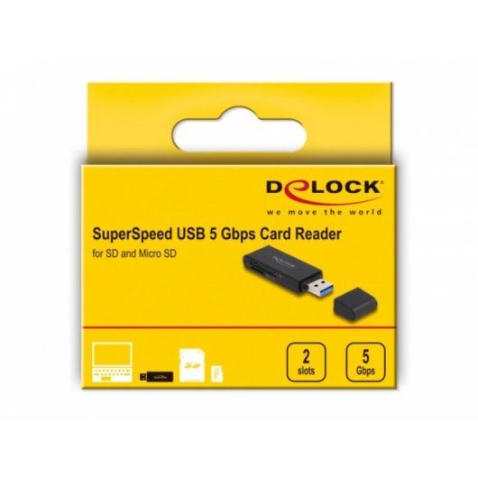 Lecteur de cartes Delock SuperSpeed USB 5 Gbps pour SD et Micro SD