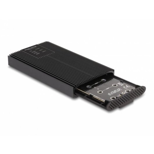 Caja PC Delock USB Type-C Metall Schwarz für 2 SSD M.2 NVMe RAID werkzeuglos