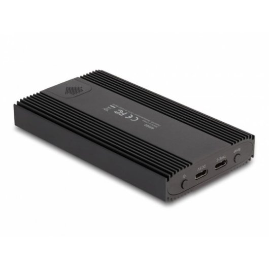 Caja PC Delock USB Type-C Metall Schwarz für 2 SSD M.2 NVMe RAID werkzeuglos