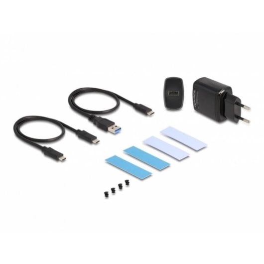 Caja PC Delock USB Type-C Metall Schwarz für 2 SSD M.2 NVMe RAID werkzeuglos