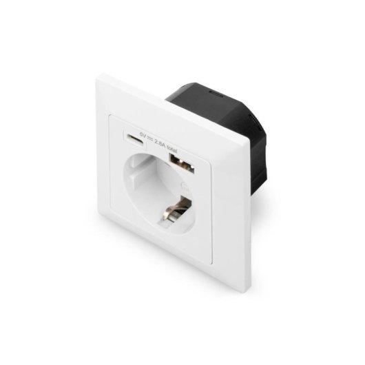 Regleta Digitus 3 Tomas con USB-A y USB-C 2,8 A Protección y Seguridad