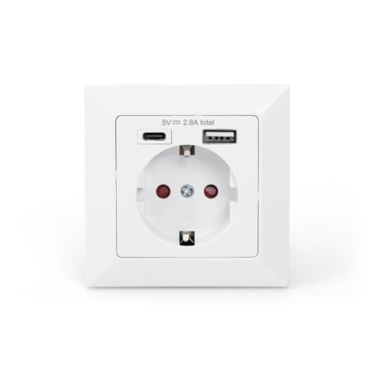 Regleta Digitus 3 Tomas con USB-A y USB-C 2,8 A Protección y Seguridad