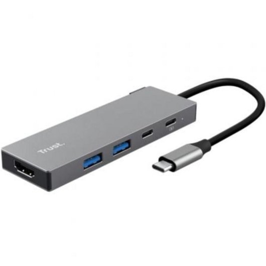 Hub Trust 5 porte USB 3.2 Gen 1 USB-C HDMI Dalyx grigio supporto avanzato