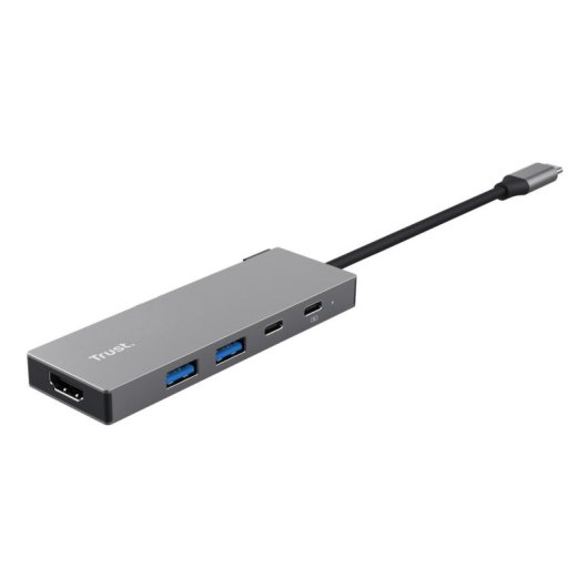 Hub Trust 5 porte USB 3.2 Gen 1 USB-C HDMI Dalyx grigio supporto avanzato