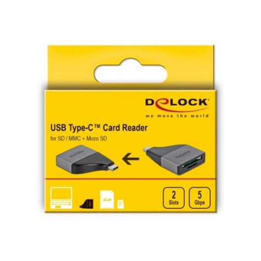 Lector de tarjetas Delock USB Type-C para SD/MMC y Micro SD