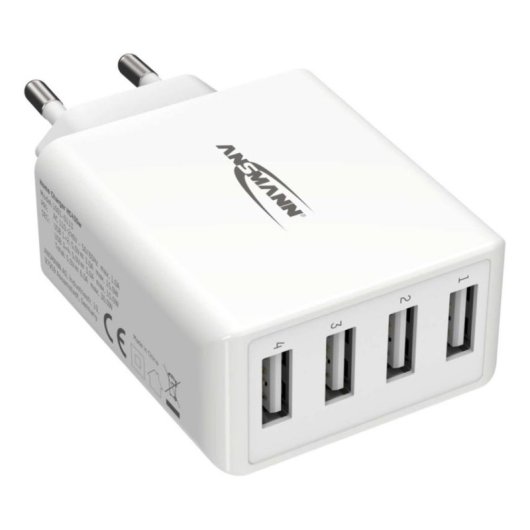 Carregador USB Ansmann HC430 4 portas 5V Branco