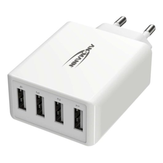 Carregador USB Ansmann HC430 4 portas 5V Branco
