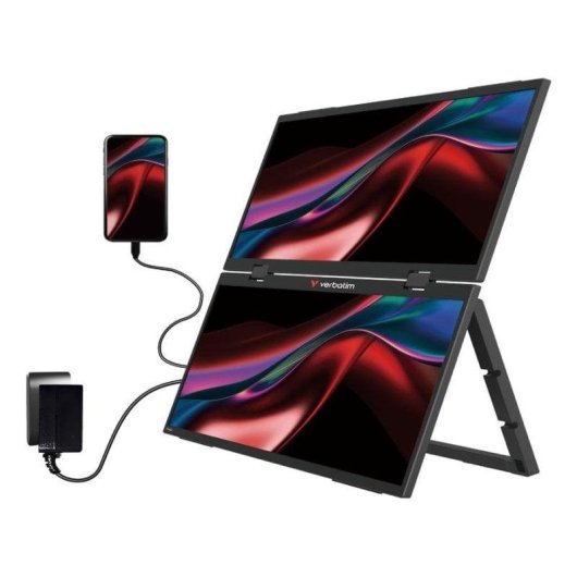 Écran PC Verbatim Portable Dual Essentials 15,6" Full HD IPS HDR Haut-parleurs VESA