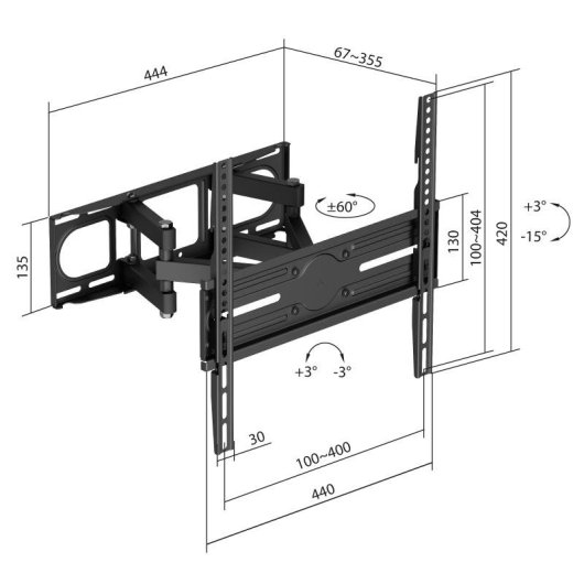 Iggual SPTV03-L Suporte TV Parede 32 a 75" VESA 100x100 a 400x400 Máx 40Kg