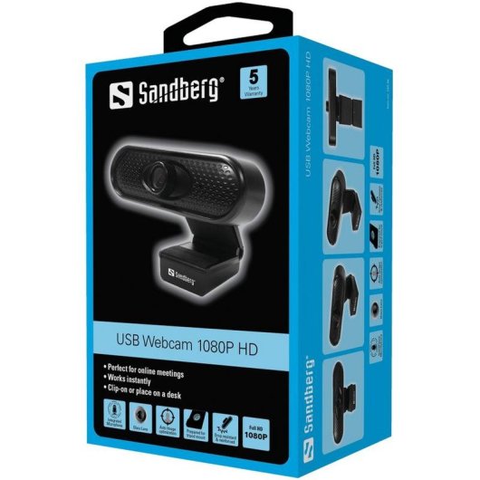 USB-Webcam 1080P HD Sandberg mit integriertem Mikrofon