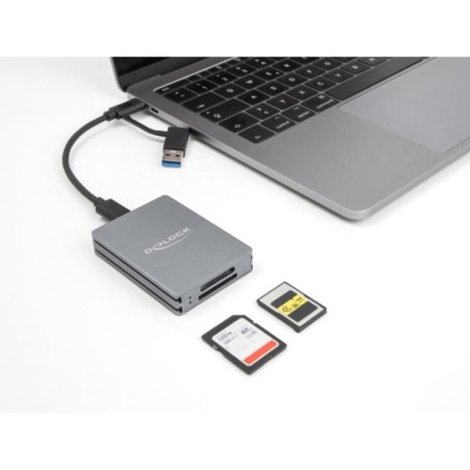 Lector de tarjetas Delock USB Type-C para SD y CFexpress