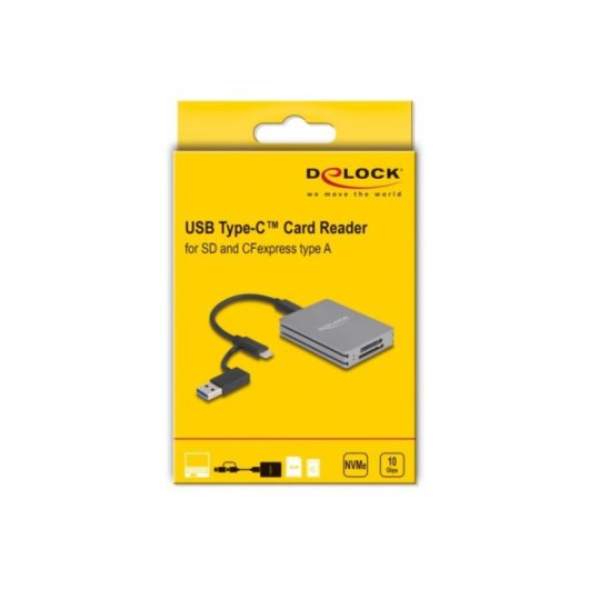 Lector de tarjetas Delock USB Type-C para SD y CFexpress