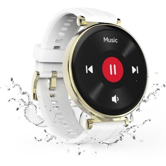 Hama 7000 Bluetooth 43mm AMOLED Dorado Correa Blanca M Resistencia Agua IP68 SpO2 Pulsómetro