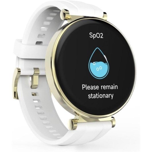 Hama 7000 Bluetooth 43mm AMOLED Dorado Correa Blanca M Resistencia Agua IP68 SpO2 Pulsómetro