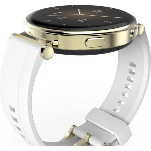 Hama 7000 Bluetooth 43mm AMOLED Dorado Correa Blanca M Resistencia Agua IP68 SpO2 Pulsómetro