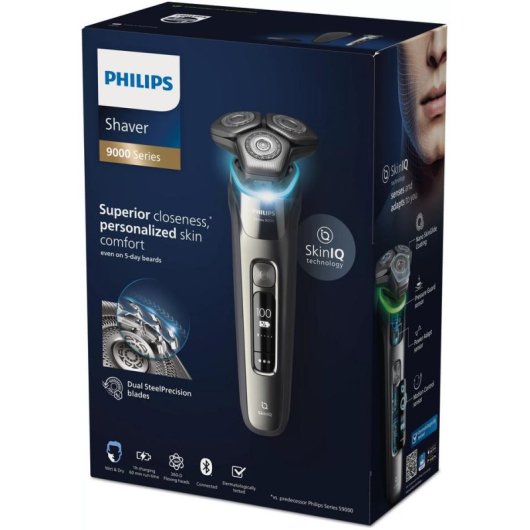 Afeitadora Facial Philips Shaver Series 9000 S9974/35 Inalámbrica 60min Seco y Mojado 3 Cuchillas Carga Rápida