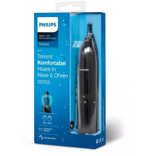 Cortapelos Nariz y Orejas Philips NT1650/16 Inalámbrico Batería AA Resistente al Agua