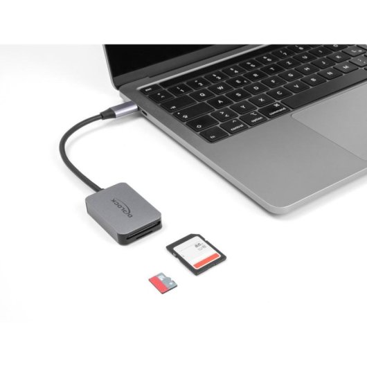 Leitor de cartões Delock USB Type-C carcassa alumínio SD/Micro SD
