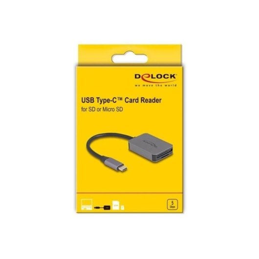 Lettore schede Delock USB Tipo-C scocca alluminio SD/Micro SD