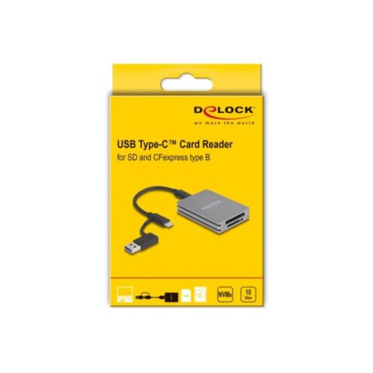 Lector de tarjetas Delock USB Type-C para SD y CFexpress Type B