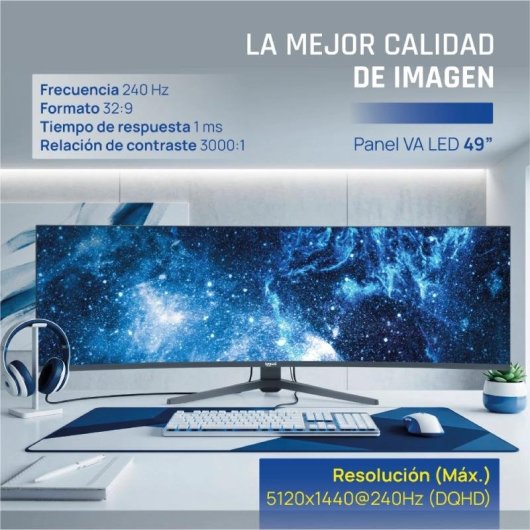 Monitor Iggual MM AA 49" UltraWide 5K 240Hz VA Curvo Altura Ajustável 1ms FreeSync HDR