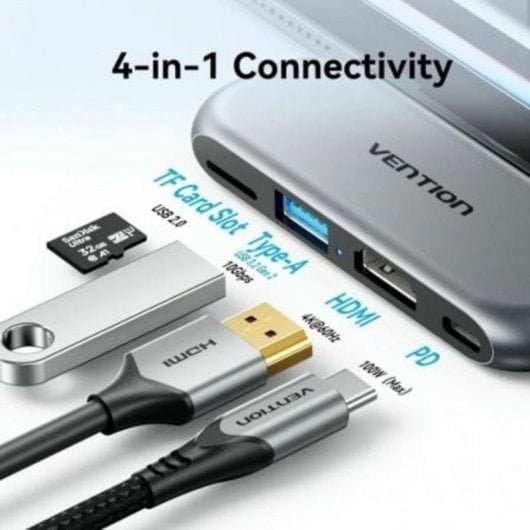 Estação de Acoplamento USB-C Vention THY 4 em 1 4K 60Hz 100W PD