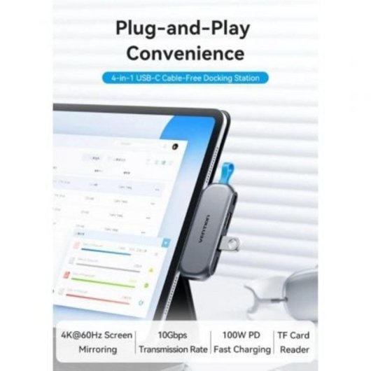 Estação de Acoplamento USB-C Vention THY 4 em 1 4K 60Hz 100W PD