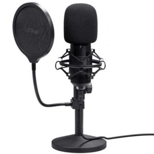 Microfone Trust GXT 269 Emita II USB cardioide com filtro antipop e suporte metálico