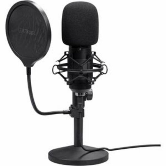Microfone Trust GXT 269 Emita II USB cardioide com filtro antipop e suporte metálico