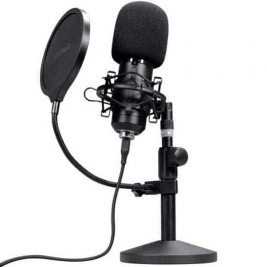Microfone Trust GXT 269 Emita II USB cardioide com filtro antipop e suporte metálico