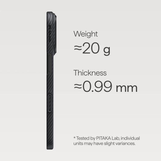 Capa para Telemóvel Pitaka KI1701BP Fibra de Aramida Preto/Cinzento para iPhone 17 Pro