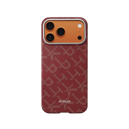 Pitaka Funda Para Iphone 17 Pro – Carcasa Ultra Fina Monogram Dorado/rojo, Diseño Ultraligero Y Ajuste Preciso