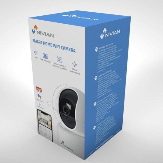 Nivian Seguridad Smart Pack Cámara WiFi interior+exterior app TUYA, audio bidireccional, motorizadas